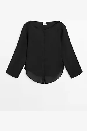Massimo Dutti Camisa Cuello Barco Con Lino