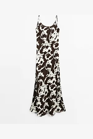 Massimo Dutti Vestido Midi Lencero Animal Print