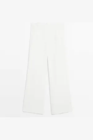 Massimo Dutti Pantalón Fajín Fluido Con Lino