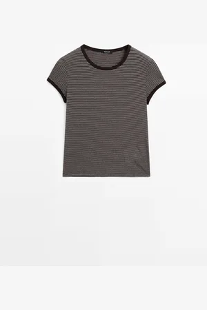 Massimo Dutti Camiseta Rayas Rib Contraste Algodón