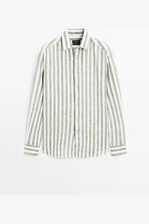 Massimo Dutti Camisa Rayas Regular Fit 100% Lino