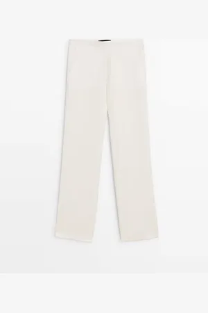Massimo Dutti Pantalón Fluido Recto Con Lino