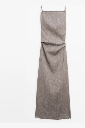 Massimo Dutti Vestido Largo Fluido Con Lino