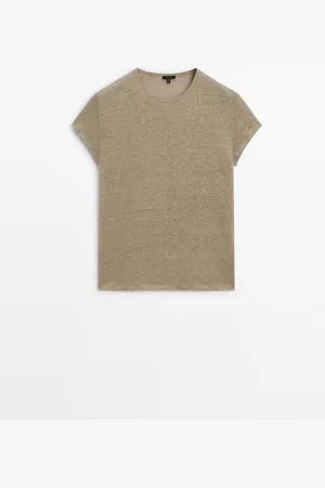 Massimo Dutti Camiseta Manga Corta 100% Lino