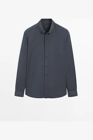 Massimo Dutti Camisa Sarga Regular Fit Mezcla Algodón