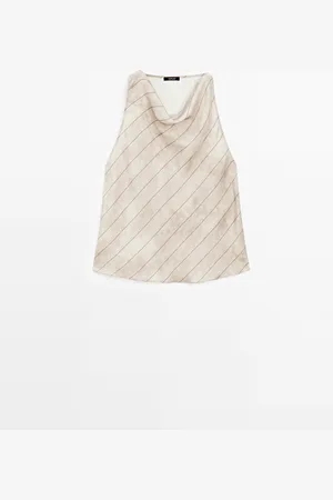 Massimo Dutti Top Fluido Cuello Halter Rayas