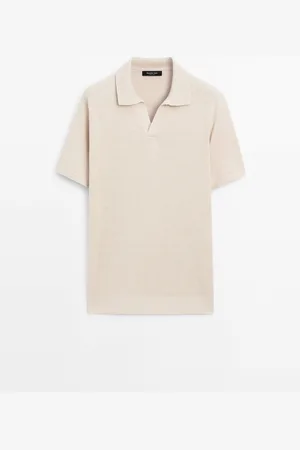 Massimo Dutti Polo Punto Pico Mezcla Algodón Lino
