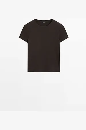 Massimo Dutti Camiseta Rib Manga Corta 100% Algodón