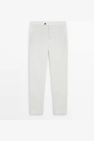 Massimo Dutti Pantalón Tapered Fit 100% Lino