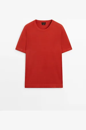 Massimo Dutti Camiseta Punto Manga Corta 100% Algodón