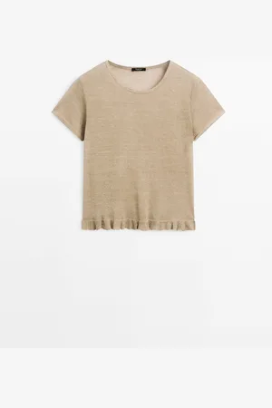Massimo Dutti Camiseta Bajo Volantes 100% Lino
