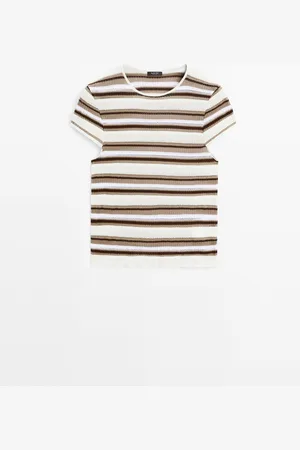 Massimo Dutti Camiseta Punto Calado Rayas