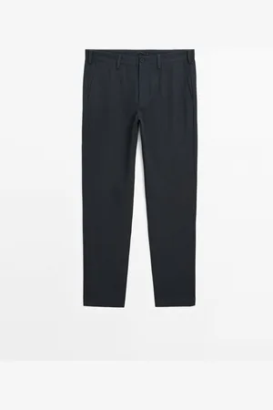 Massimo Dutti Pantalón Slim Fit Canvas Mezcla Algodón