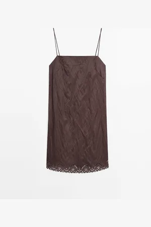 Massimo Dutti Vestido Mini Detalle Blonda