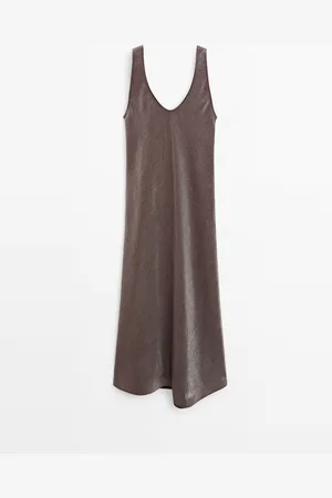 Massimo Dutti Vestido Midi Mezcla Lino