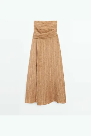 Massimo Dutti Vestido Palabra De Honor Lino