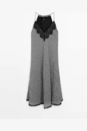 Massimo Dutti Vestido Midi Encaje Cuadro Vichy