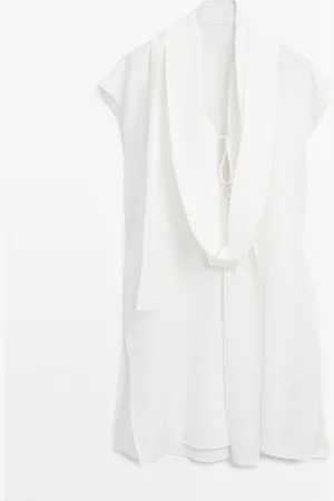 Massimo Dutti Camisa Túnica Detalle Fular Lino