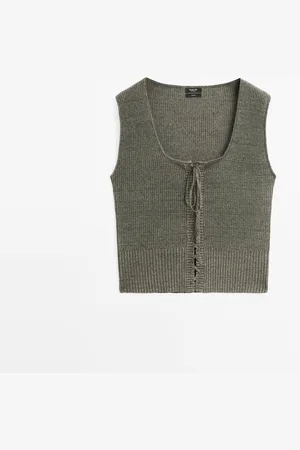 Massimo Dutti Top Punto Encorsetado Lino