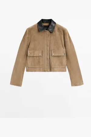 Massimo Dutti Cazadora Combinada Piel Ante