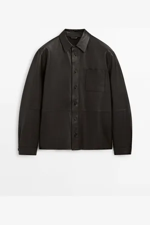 Massimo Dutti Camisa Bolsillo Pecho Piel Napa