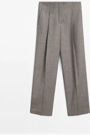 Massimo Dutti Pantalón Pliegue Con Lana Melange