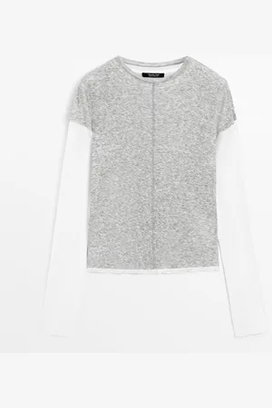 Massimo Dutti Camiseta Doble Sobreposición Con Algodón