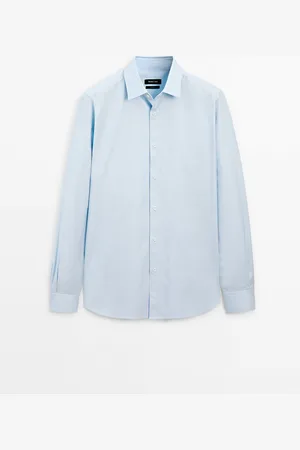 Massimo Dutti Camisa Regular Fit Sarga 100% Algodón