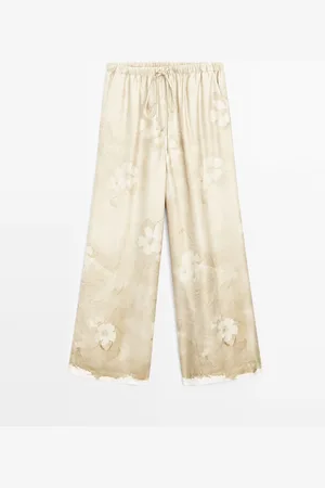 Massimo Dutti Pantalón Fluido Estampado Detalle Cordón