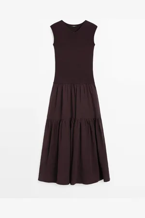 Massimo Dutti Vestido Vuelo Combinado Con Algodón