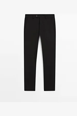 Massimo Dutti Pantalón Sarga Straight Fit Con Algodón