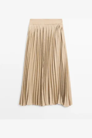 Massimo Dutti Falda Midi Plisada Detalle Tejido