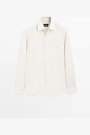 Massimo Dutti Camisa Sarga Regular Fit 100% Algodón