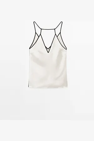 Massimo Dutti Top Halter Satinado Detalle Vivos
