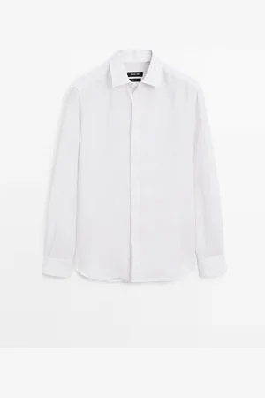 Massimo Dutti Camisa Rayas Regular Fit 100% Lino