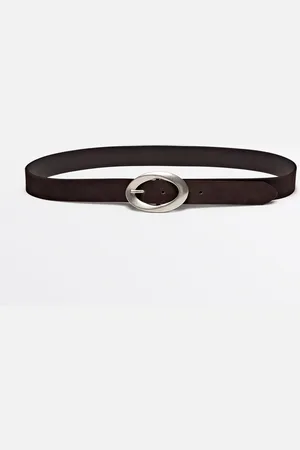 Massimo Dutti Cinturón Nobuck Hebilla Ovalada Piel