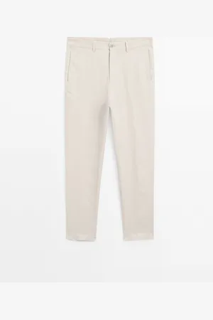 Massimo Dutti Pantalón Tapered Fit 100% Lino