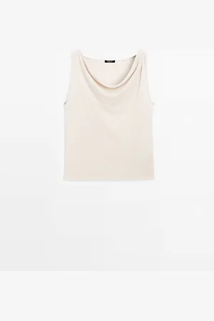 Massimo Dutti Top Sin Manga Escote Drapeado