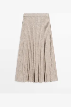 Massimo Dutti Falda Midi Mezcla Lino Melange