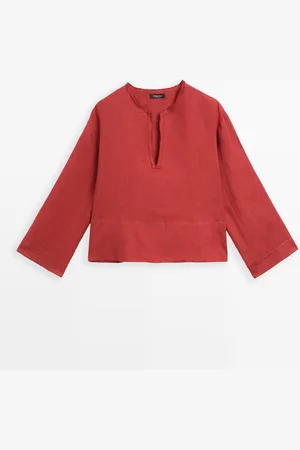 Massimo Dutti Camisa Cuello Mao Abierto 100% Lino