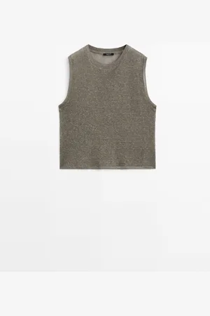 Massimo Dutti Camiseta Sin Manga Tejido Fluido