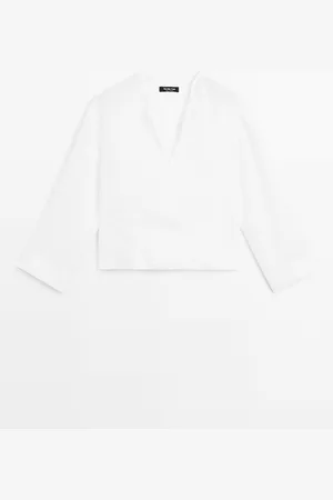 Massimo Dutti Camisa Cuello Mao Abierto 100% Lino