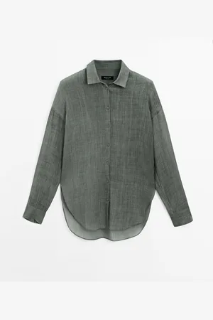 Massimo Dutti Camisa Fluida Maltinto Con Ramio