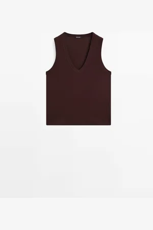 Massimo Dutti Camiseta Sin Mangas Algodón Mecerizado
