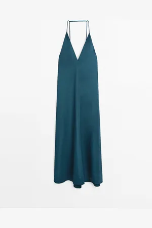 Massimo Dutti Vestido Largo Fluido Escote Pico