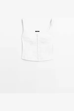 Massimo Dutti Top Encorsetado Mezcla Algodón