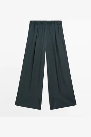 Massimo Dutti Pantalón Fluido Efecto Arrugado