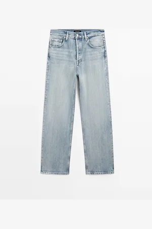 Massimo Dutti Jeans Straight Tiro Alto Mezcla Algodón