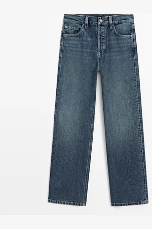 Massimo Dutti Jeans Straight Tiro Alto Mezcla Algodón