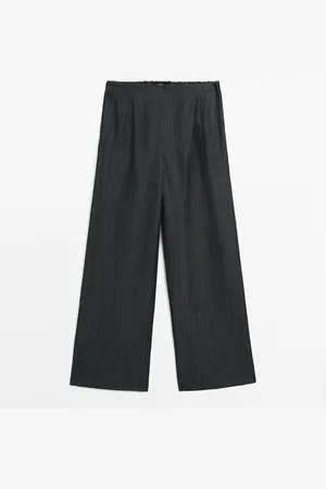 Massimo Dutti Pantalón Ancho Mezcla Lino